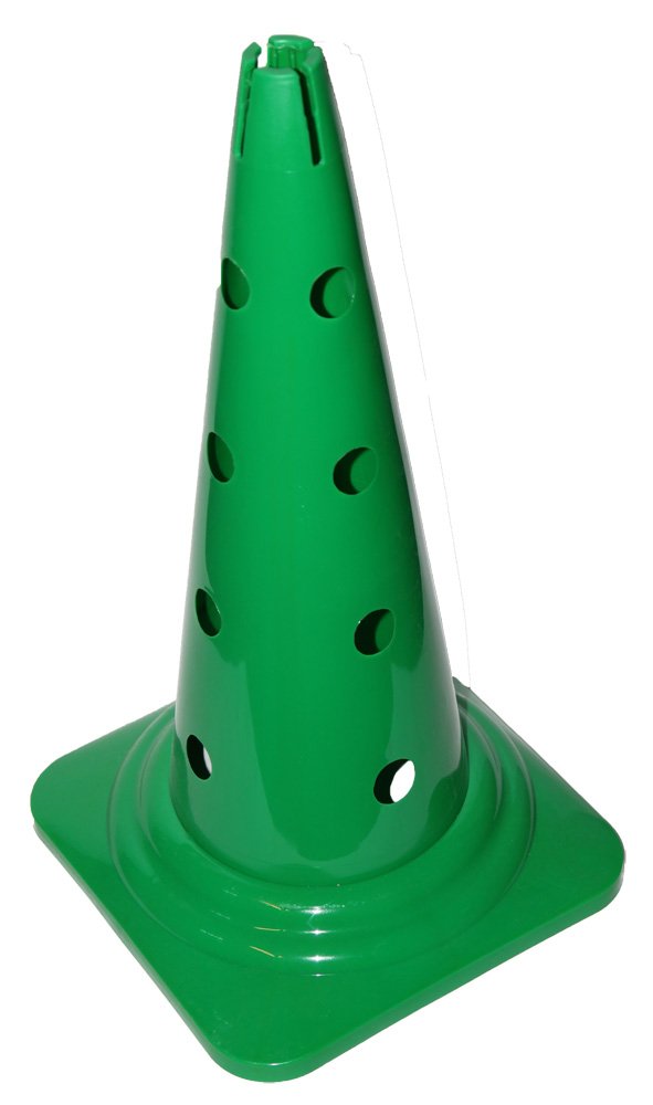Lochkegel, 4 Stück, Mehrzweckkegel mit Loch - Premium - 50 cm je 1x in der Farbe: rot, gelb, blau, grün - Kombi Kegel Kegelhürde