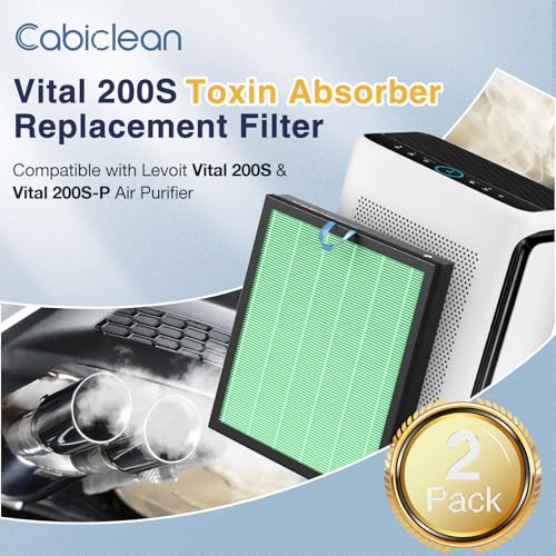 Vital 200S-P Toxin Absorber Replacement Filter for LEVOIT Vital 200S Vital 200S-P Air Purifier, 2-in-1 HEPA & High-Efficiency Activated Carbon, V-ital-200S-RF-TX(LRF-V201-GUS), 2 Pack, Green