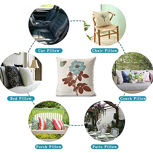 Xieccx Throw Pillow Covers 18X18 Set Of 4 Outdoor Pillowcases Home Decorative Pillows For Couch Sofa Bed Breathable Linen With Hidden Zipper(Leaf) #TOP6