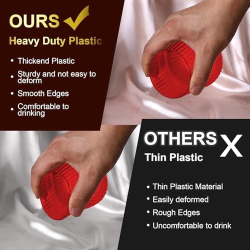 Image of Lueumxc 40 Pack Plastic Ribbed Wine Glasses, 14Oz Origami Disposable Wine Glasses Unbreakable Clear Plastic Cocktail Glasses Recyclable Shatterproof Reusable Wine Cups (14oz-red-40pack)