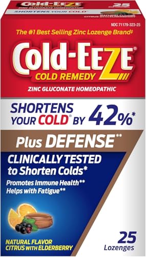 COLD-EEZE Plus Defense Natural Citrus with Elderberry Zinc Lozenges, Homeopathic Cold Remedy,