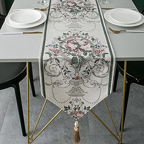 Chemin de table jacquard de qualité supérieure en chenille blanche pour salle à manger - 5