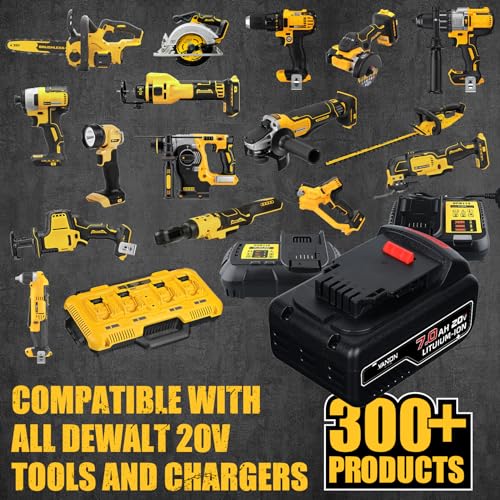 VANON 7.0Ah 20 Volt Replacement for Dewalt 20V Max Battery Lithium Ion Compatible with Dewalt Bateria DCB200 DCB204 DCB206 DCB201 DCB203 DCB181 DCB180 20V DCD/DCF/DCG/DCS Series 2 Pack.