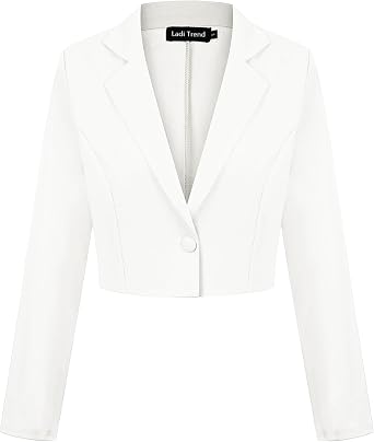Womens Cropped Blazer One Button Jacket Blazers Notched Lapel Casual Elegant Classic Long Sleeve Workwear Lapel Suit