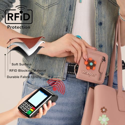 Image of Montana West X Wrangler Wallet Women Small Rfid Blocking Wallets Bifold Credit Card Holder Slim Wallets with Zipper Pocket