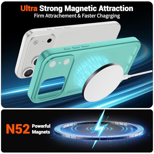 Image of SUPFINE Magnetic for iPhone 17 Pro Max Case Blue Green | (Compatible with MagSafe)(Military Grade Drop Protection)(Camera Protection)Translucent Matte Phone Cover