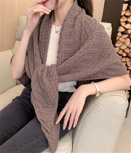 Women's Triangle Knotted Shawl Wraps Casual Knitted Sweater Scarf Retro Cardigan Cape Travel Stoles Shoulder Tops3