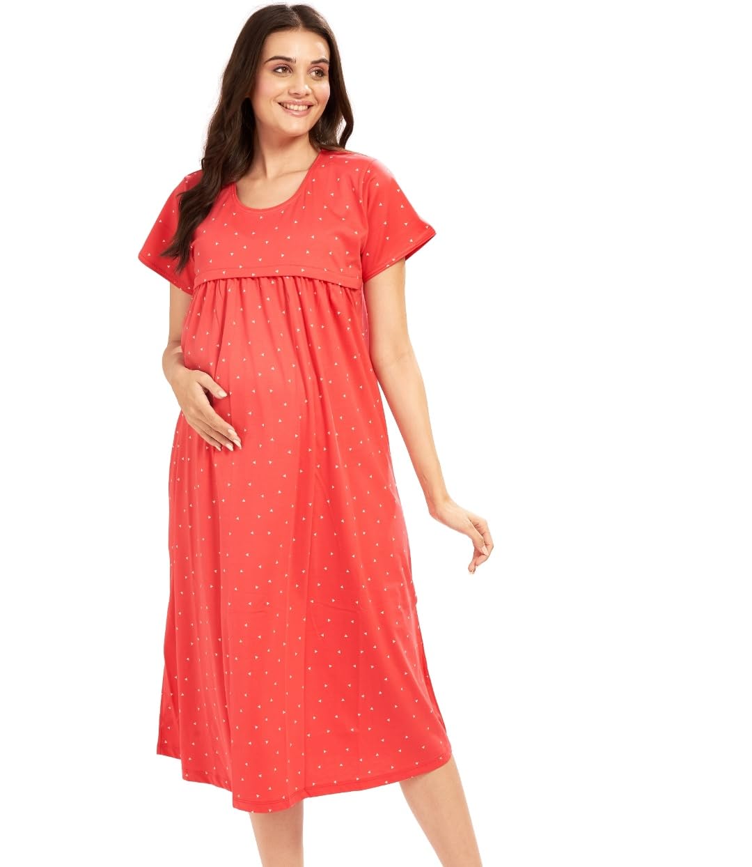 AV2 Women's Cotton Floral Calf Length Maternity Nighty