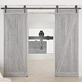 DonYoung 10FT Double Door Sliding Barn Door Hardware Kit, Heavy Duty Barn Door Track Kit Fits Double