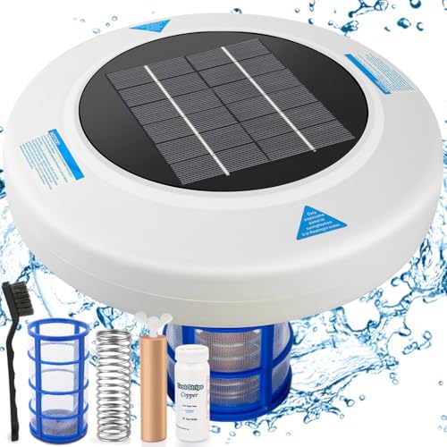 Solar Pool Ionizer for Inground & Above Ground Pools, Floating Solar-Powered Pool Maintenance System with Copper Anode, Helps Reduce Maintenance Effort, Up to 45,000 Gallons
