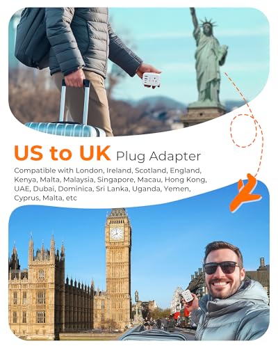 Image of LENCEN 2 Pack Foldable US to UK Plug Adapter, Type G Travel Outlet Adapter with 4 USB Charger(2 USB C), Power Adaptor for USA to Ireland Scotland Dubai Hong Kong England British Kenya London