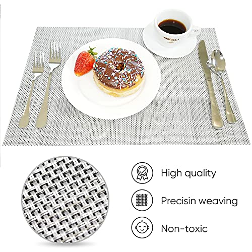 Placemats Placemats For Dining Table Gray Table Mats Set Of 6 Easy To Clean Wipeable Washable Modern Outdoor Placemats For Dining Kitchen Table Indoor Valentine's Decorations #TOP1