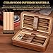 KEJIAR Cigar Humidors Cedar Wood Cigar Humidor Box with Humidifier and Hygrometer, Travel Cigar Case with Gift Box Removable Cedar Tray, Leather Cigar Humidifier Box Holds 6 Cigars (M)