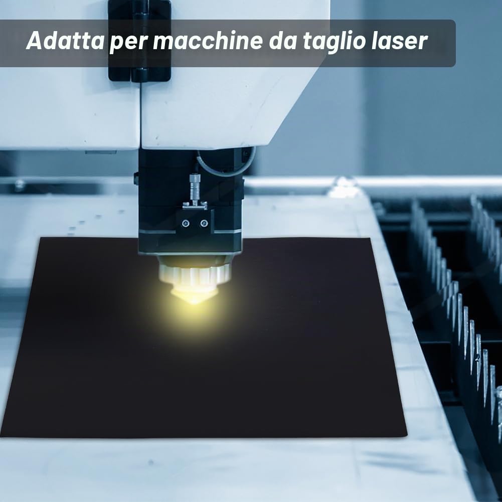 BENECREAT 10 fogli di carta per test laser nero, 20 x 20 cm, carta autoadesiva per marcatura laser, materiale per incisione laser per macchina da incisione