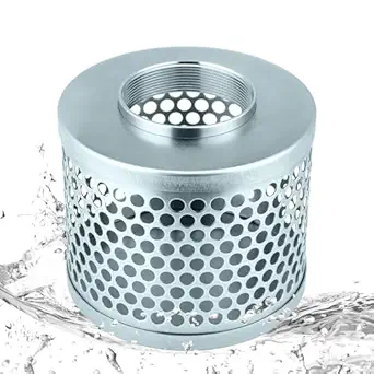 Tujoe Round Hole Suction Strainer Filter Carbon Steel Plated NPT Thread Hose Water Pump Inlet Strainer for Remove Debris Trash Reduces Solids Entering (3 Inch)
