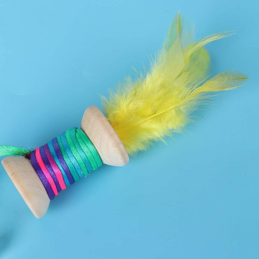 PETS EMPIRE Cat Feather Toys, Rolling Bell with Colourful Ribbon Feather Cat Interactive Toys 1 Piece (Color May Vary) 3