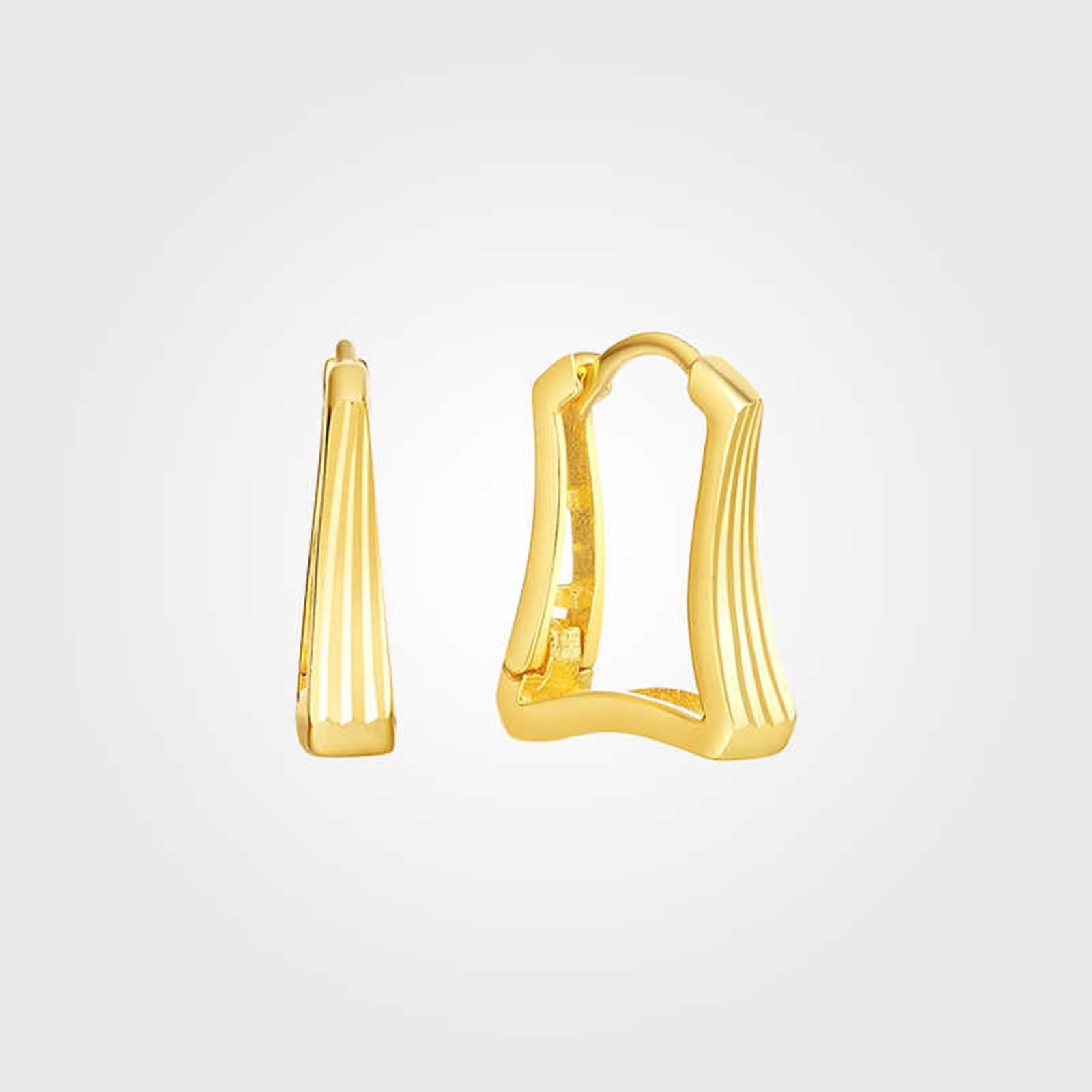 Epinki Prawdziwe złoto biżuteria Creole Hoop 9K/14K/18K żółte złoto, geometryczne kolczyki, damskie kolczyki na sztyfcie małe Au 750/585/375,