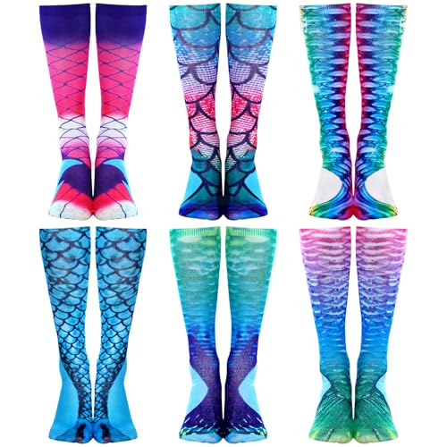 6 Pairs Knee High Socks for Kids Girls Cute Crazy Animal Pattern Fun Novelty Socks Adorable Knee-high Sock Gift