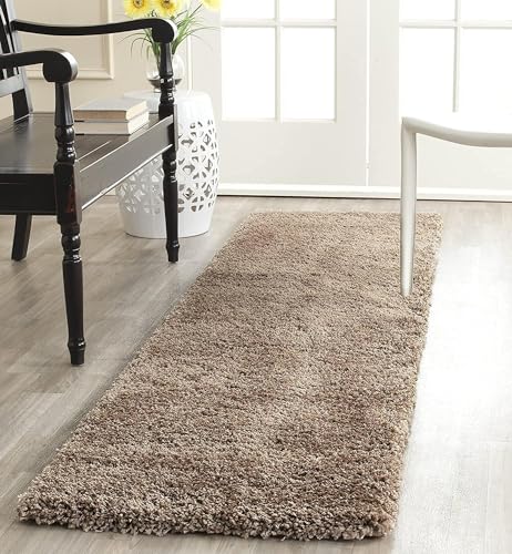Image of Solid Shaggy Rugs and Carpet for Bedroom Living Room 2x6 Feet M-8