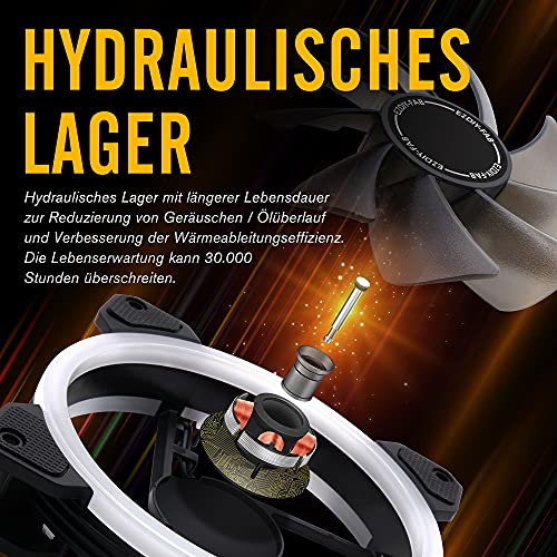 EZDIY-FAB RGB Dual Ring 120mm Ventilator, 5V Moederbord Synchronisatie, Snelheid Instelbare, RGB Sync Ventilator met… - Image 8