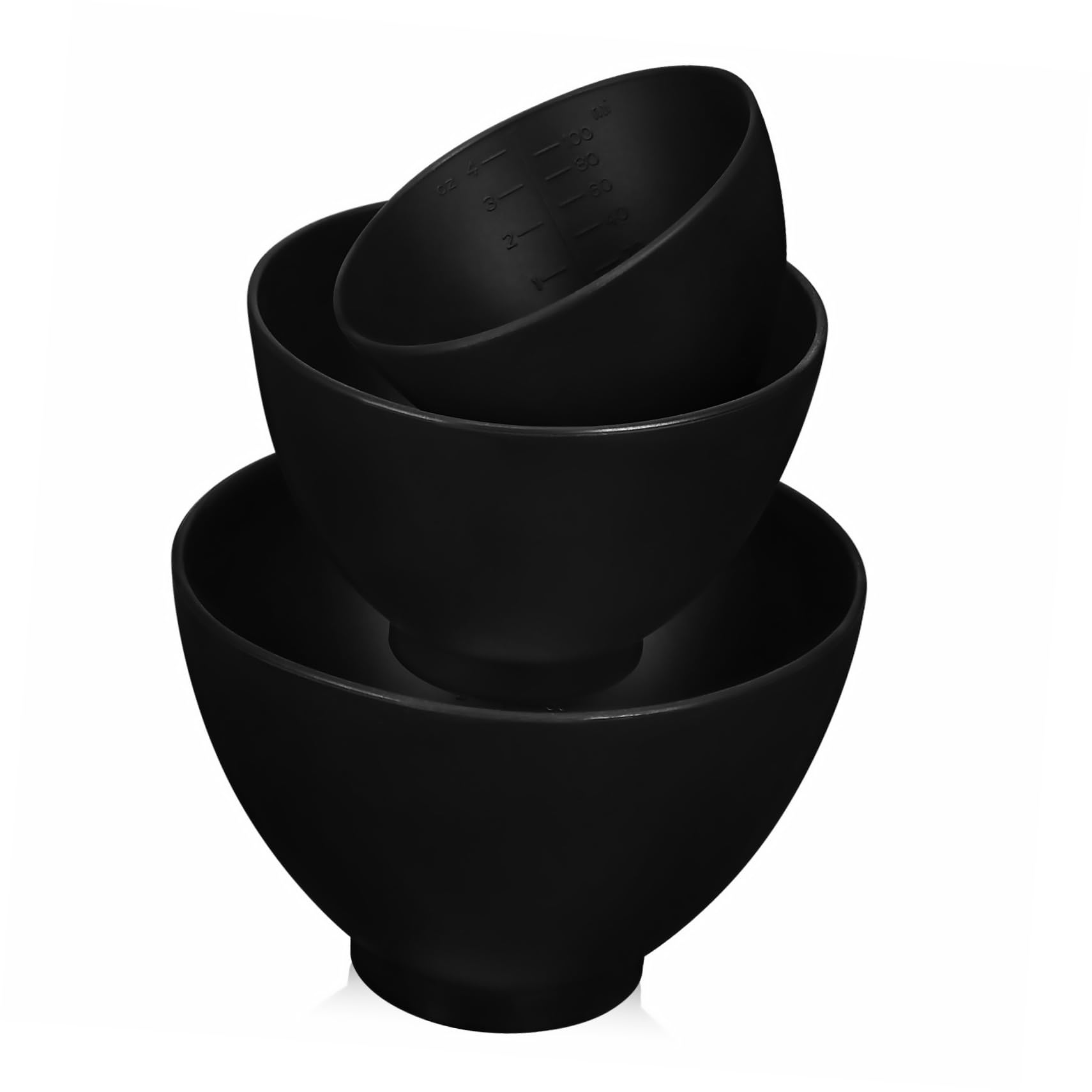 OSOLADY 3pcs Large Black Facial Mask Mixing Bowl Silicone Diy Mask Bowl Easy Wash Feature