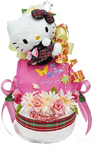 Amazon 出産祝い キティ おむつケーキ ハローキティ ハロー キティちゃんおむつケーキ 大型3段 女の子ママにもいつも可愛いキティちゃんギフト ミニタオル かわいいスタイ付き おむつケーキ ベビー マタニティ 通販