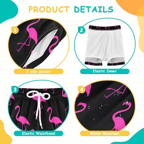 Bolaz Toddler Boys Swimwear Swim Trunks with Compression Liner 4T Flamingo Hot Pink4