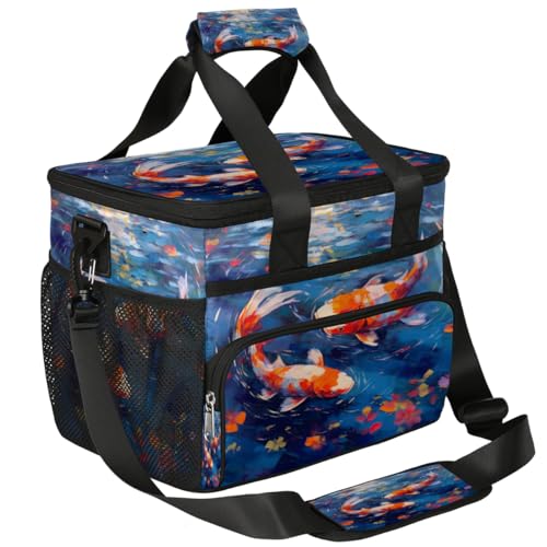 Kois Carps Insulated Picnic Backpack Lunch Box for Women Men Picnic Basket Tote Lunch Bag Picnic Bag Portable Lunch Bags for Picnic, Beach, Work, Trip,Office, Camp Kois Fish in Water