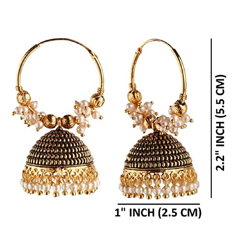 Image of Women's Antique Oxidised Jhumka Earrings