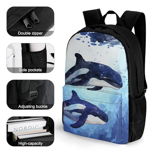 Laptop Backpack for Men Women Lightweight Backpack Orca Killer Whale Daypack Rucksack with Compartment Laptop Bag3
