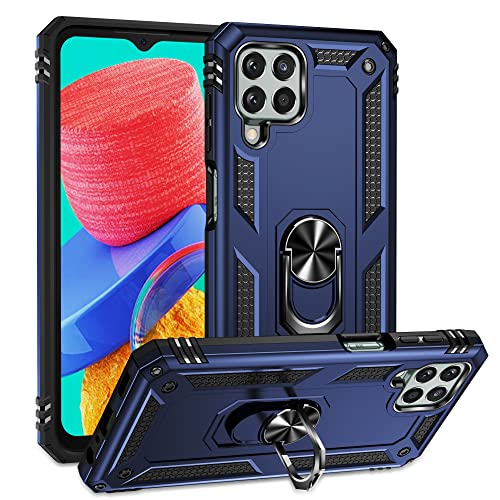 Coque Samsung M33 5G antichoc militaire avec béquille rotative bleue