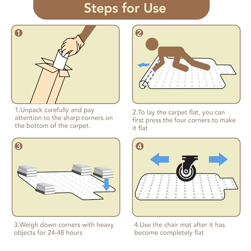 Office Chair Mat for Carpet with Lip, 40\" x 50\" Clear Plastic Heavy Duty Desk Floor Protector, Low Pile Carpet Saver Mat for Rolling Chairs, Smooth Glide Computer Chair Mat for Office or Home