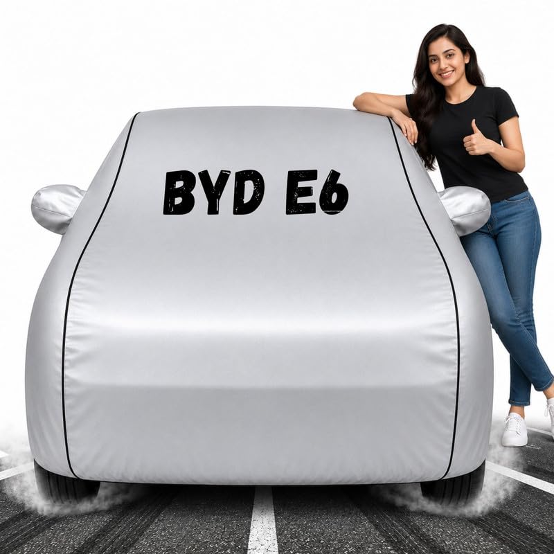 Image of Custom Fit Silver 100% Waterproof e6 Car Cover | Polyester Car Body Covers for Rain & Sun | UV Protection, Dustproof, Scratch Resistant, Windproof, Heat Resistant