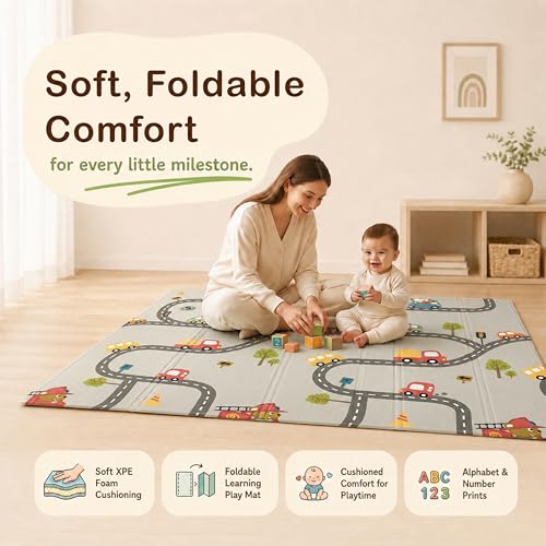 Image of StarAndDaisy Baby Mats for Floor /Play Mat for Babies, Infants & Toddlers with Double Sided Water Proof /Baby Play Mat for Kids Playing 20MM Reversible & Foldable Design -Giraffe