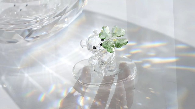 H&D Hyaline&Dora Crystal Bear Figurine Papier pressé Meilleur Cadeau pour la Saint Valentin, Bonne Chance (Ours Rose