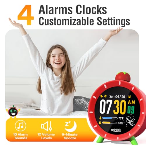 Image of MOMILLA Kids Alarm Clock for Bedrooms, Colorful Display 7-Day Programmable 4 Alarms, Visual Timer with White Noise, Digital Clock Loud for Heavy Sleepers, Christmas Birthday Gifts for Girls Boys