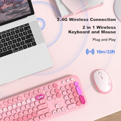 MOFII Wireless Keyboard and Mouse Combo, Cute Retro Typewriter Keyboard and Silent Mouse - image 2