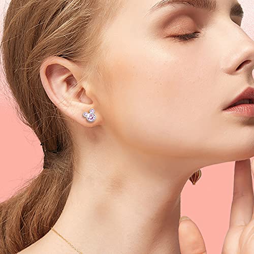 Mouse Shape Stud Earrings 925 Sterling Silver Stud Earrings for Women Jewelry (Mouse Pink)3