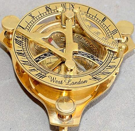 Brass Sundial Compass, West London, Gold Finish, Nautical Maritime Theme, Vintage Style-picture-15
