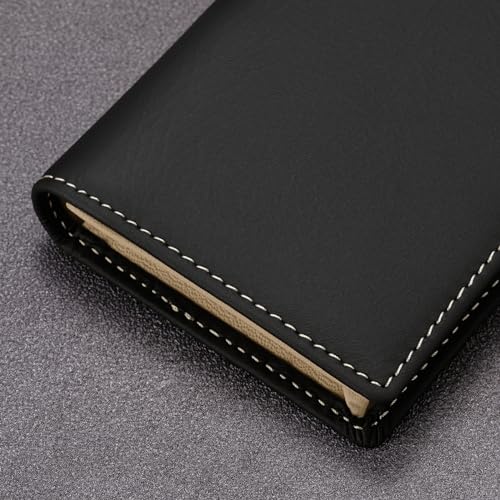 Image of HISCOW Full Grain Leather Business Card Holder Case | Minimalist EDC wallet, gusset holds 25 cards, ID window, fits folded bills, bifold profile, premium gifts for men & women