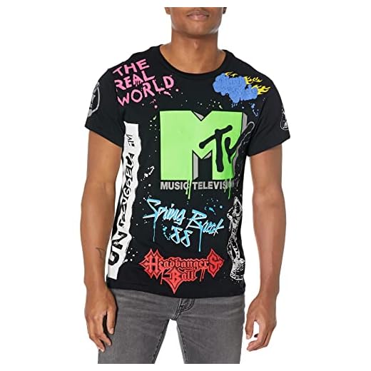 MTV Graffiti & Splatter Men's T-Shirt-The Real World, Spring Break, Unplugged, Black