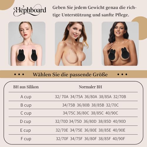 Klebe BH Ohne Träger Push up Trägerloser Rückenfrei BH Große Brust und Kleine Brüste Sticky Bra Klebe-BHS für Rückenfreies Kleid (DE/NL/SE/PL, Körbchengröße & Bandgröße, B, Beige)