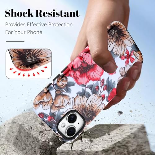 Image of Magnetic for iPhone 14 Plus Case [Compatible with Magsafe] Colorful Flower Floral Pattern Design, Full Body 2 in 1 Shockproof Scratch Resistant Protective Cover for Women Girl