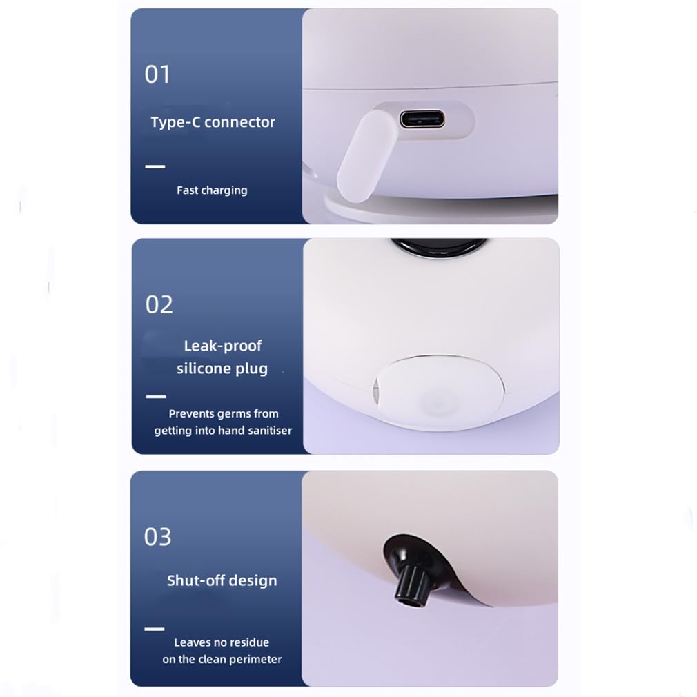 Dispensador Automático De Jabón Sin Contacto, Dispensador De Jabón Espumoso Sin Contacto 280Ml, Pantalla LED Y Depósito De Agua Oculto, Dispensador De Jabón Manos Libres Recargable,Gray