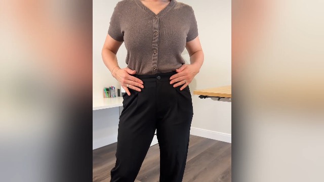 Arach&Cloz Summer Coffee Dressy Cropped Pants Women Petite Work