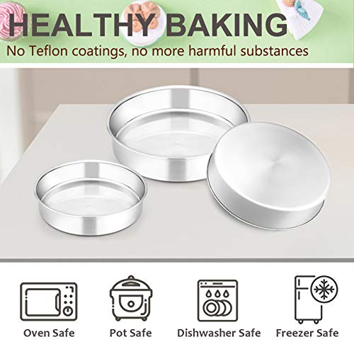 E-Far Cake Pan Set Of 3 (6 Inch/8 Inch/9½ Inch), Stainless Steel Round Layer Cake Baking Pans thumb #3