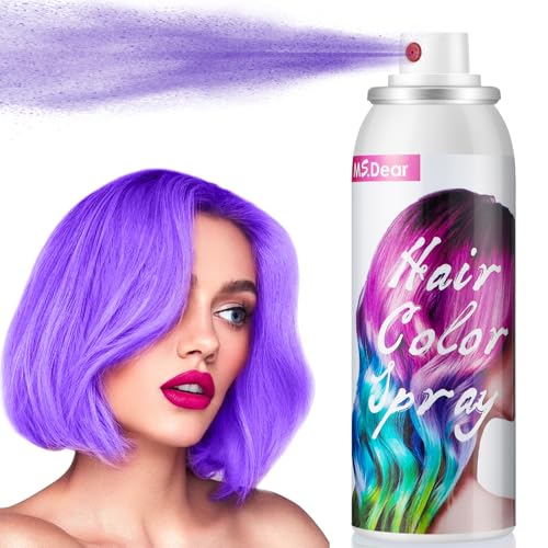 Spray de Coloración Temporal para Niños, Adultos, 100ML Spray de Coloración Lavable para Accesorios de Fiesta, Halloween, Navidad,100ML, Spray para el Cabello Morado
