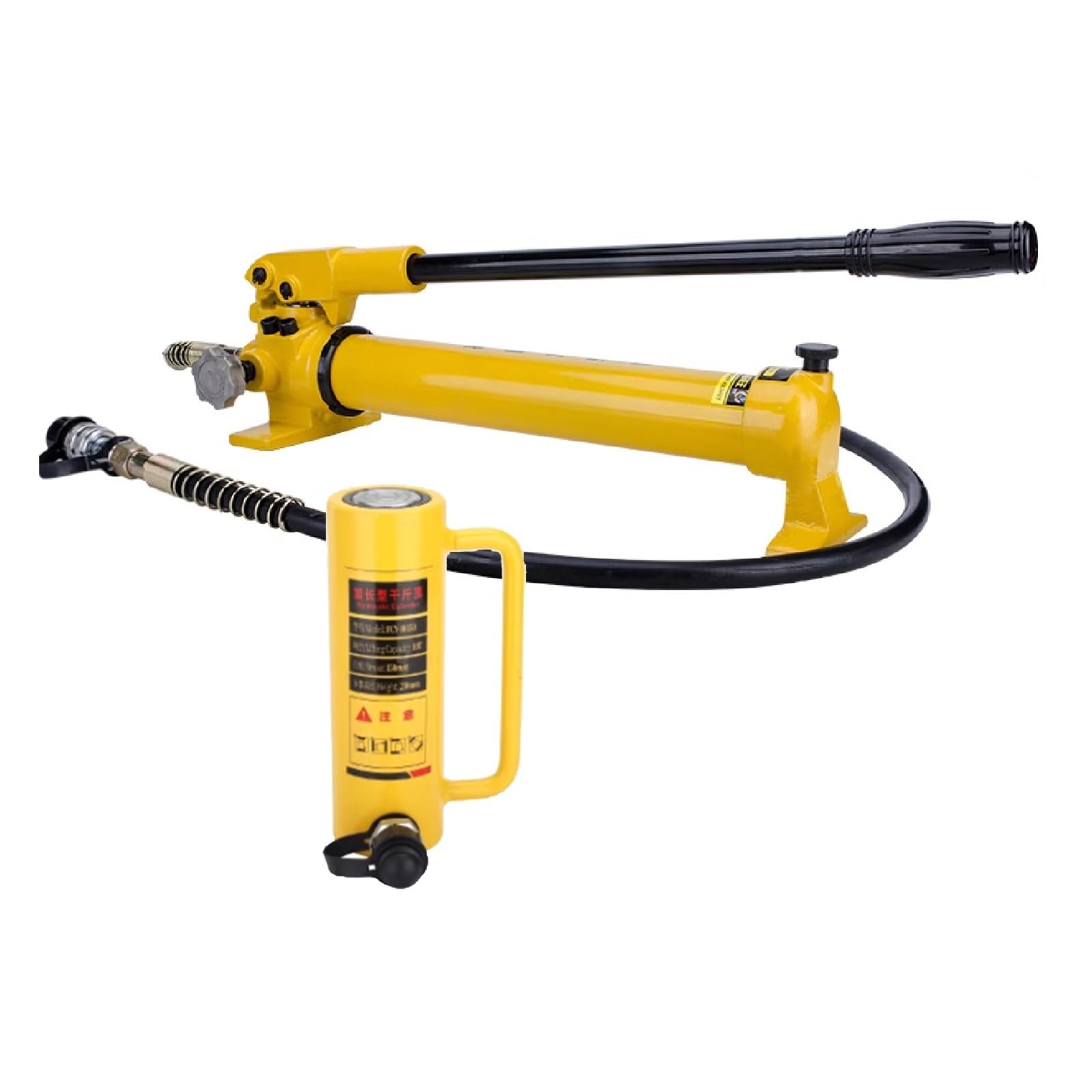 Gato cilíndrico hidráulico con bomba de mano y retracción automática, capacidad de 10T, ideal para aplicaciones de puentes, maquinaria y industria del acero