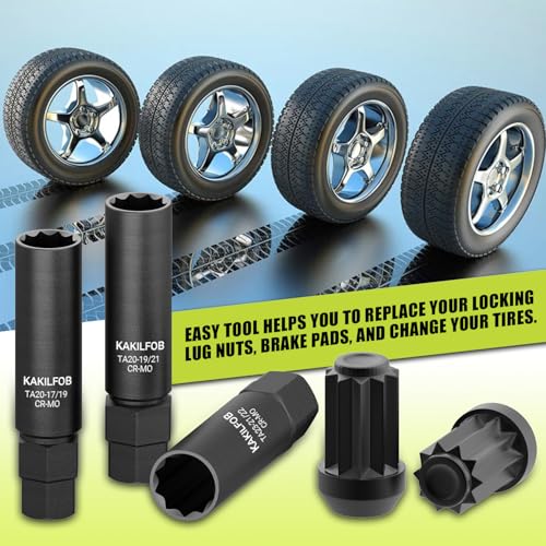 Image of 10 Spline Lug Nut Socket, Replacement for TA20-17 /19, Compatible with Bimecc 10 Spline Lug Key, for Removing 10 Point Lug Nut Key for Truck Large SUV with 13 /16 and 7 /8 Hex Drive, CR-MO
