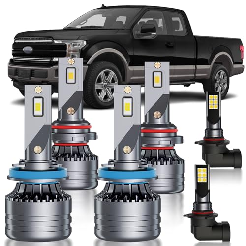 HUOKEDS for Ford F150 2015-2023 Fog Lights Bulbs Combo 6pcs Super Bright White Multi Beam and Fog Lights Blubs Package